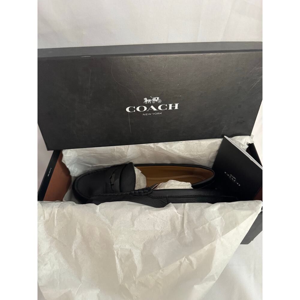 Coach Penny Loafers Black Pebble Leather Sz 6.5B Women NIB - Picture 4 of 12